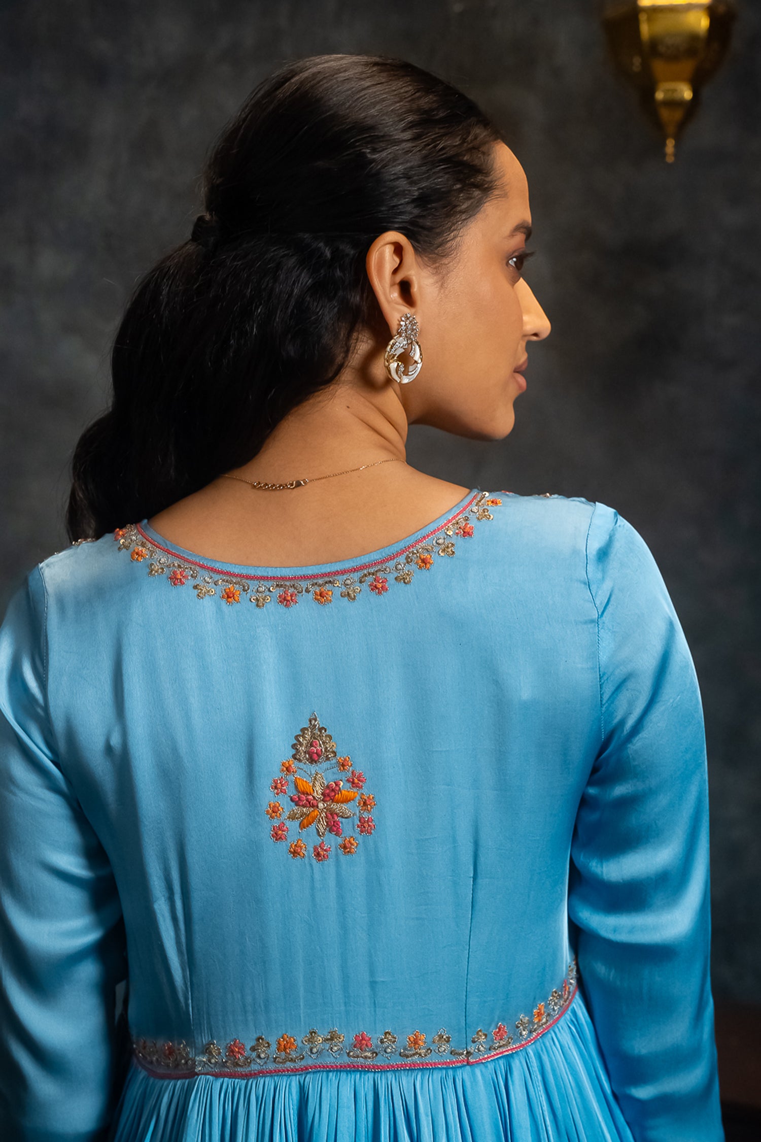Blue Anarkali Suit Set