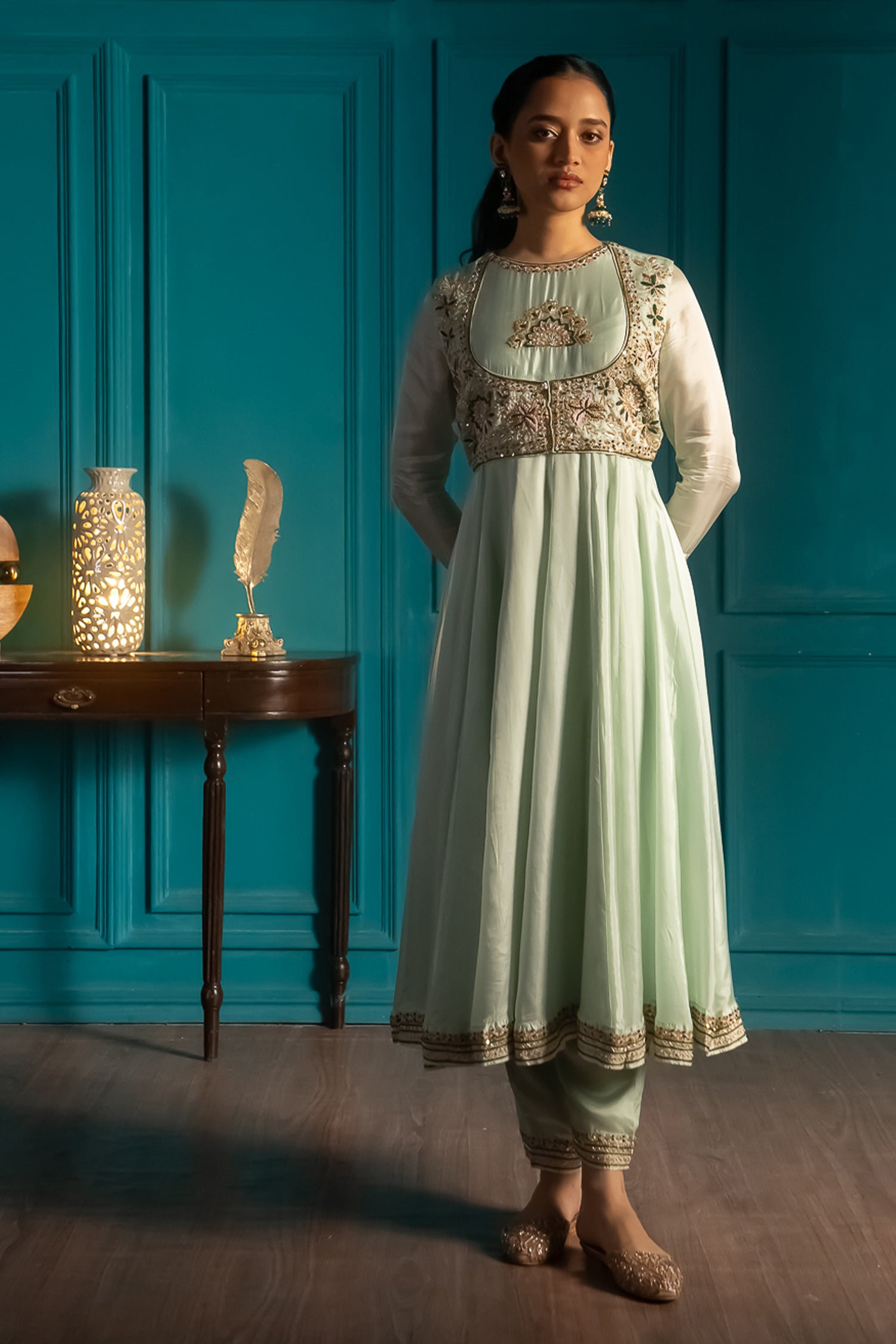 Mint Green Anarkali Suit Set