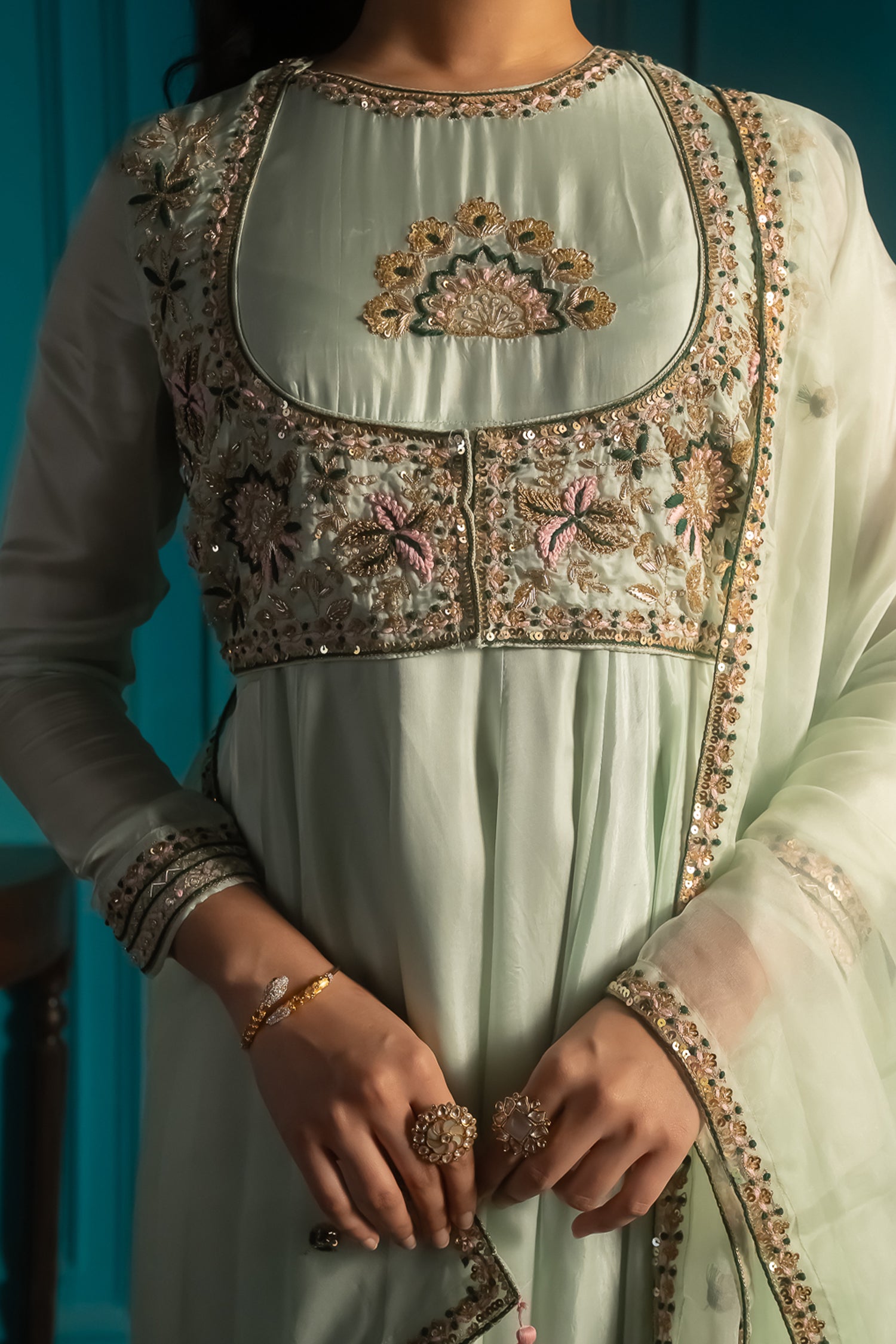 Mint Green Anarkali Suit Set
