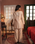 Valiqa Nude Chanderi Jacket With Bustier And Pant