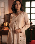 Valiqa Nude Chanderi Jacket With Bustier And Pant