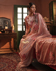 Zohra Pink Silver Silk Tissue Saree