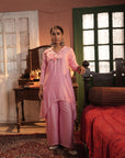 Sana Assymmetrical Flamingo Chanderi Kurta Set