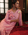 Sana Assymmetrical Flamingo Chanderi Kurta Set