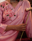 Sana Assymmetrical Flamingo Chanderi Kurta Set