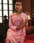 Sana Assymmetrical Flamingo Chanderi Kurta Set
