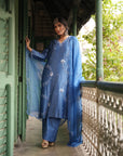 Hafsa Royal Blue Silk Chanderi Kurta Set