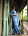 Hafsa Royal Blue Silk Chanderi Kurta Set