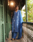 Hafsa Royal Blue Silk Chanderi Kurta Set