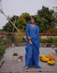 Hafsa Royal Blue Silk Chanderi Kurta Set