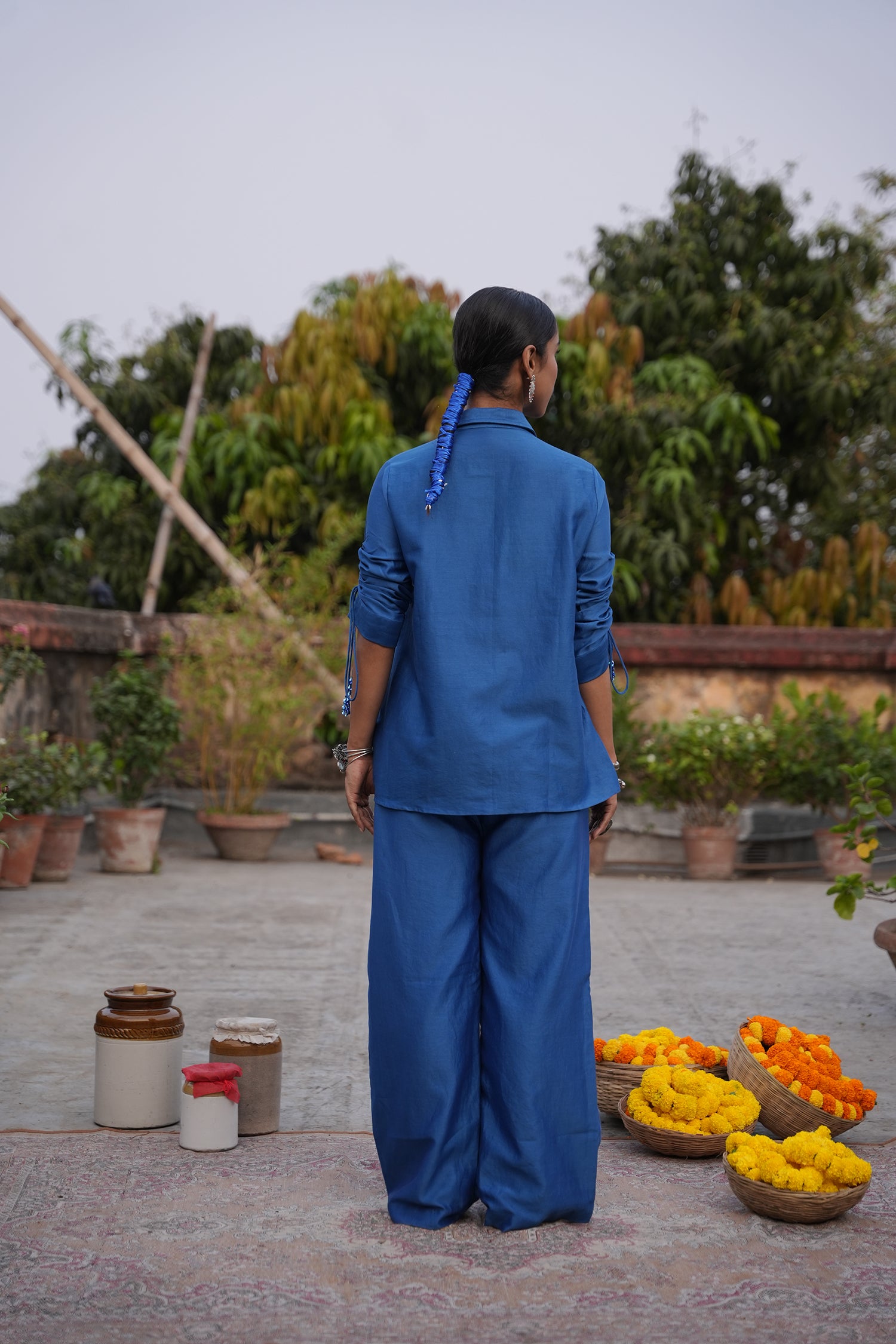 Ruhi Royal Blue Silk Chanderi Coord Set