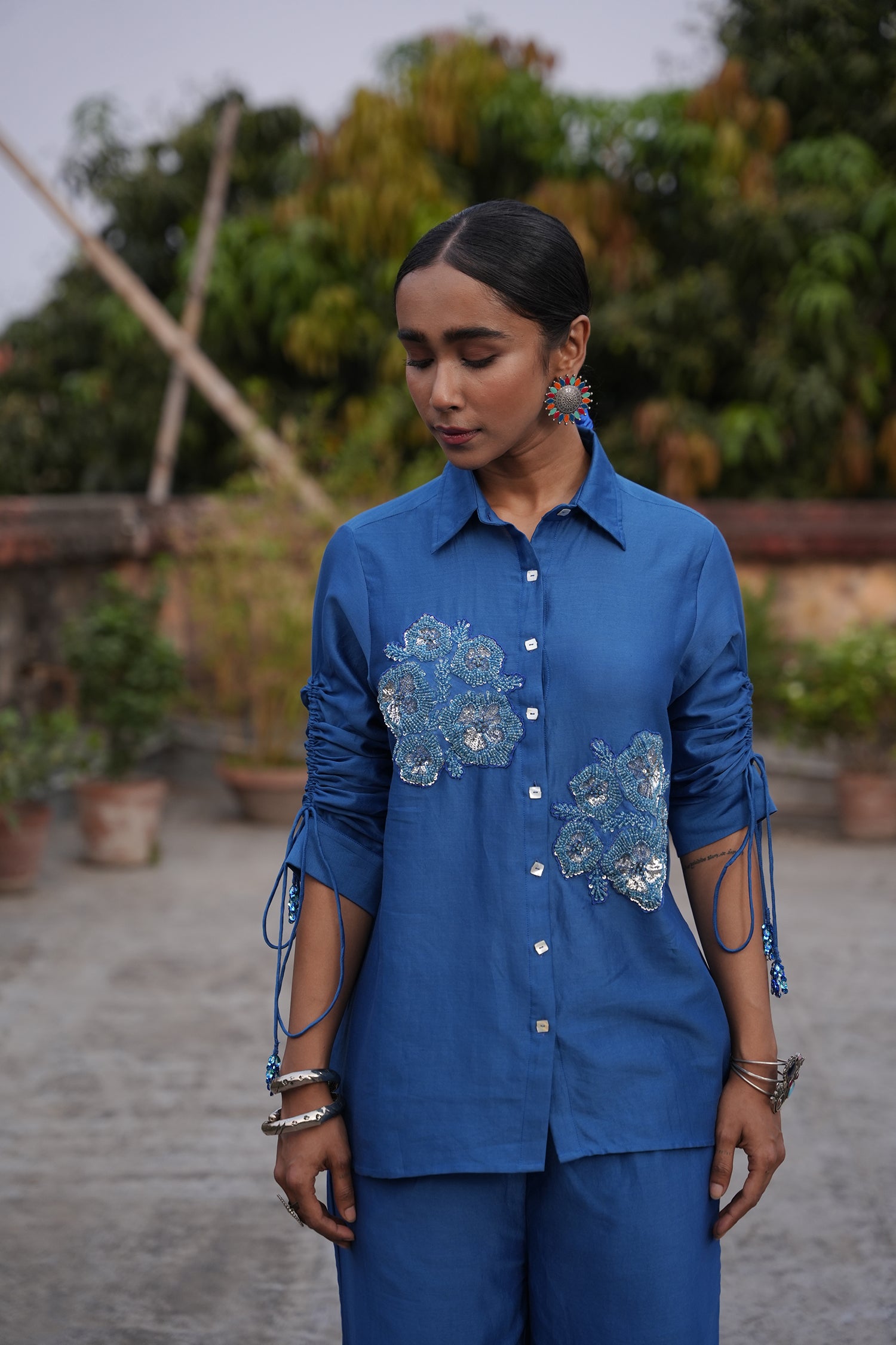 Ruhi Royal Blue Silk Chanderi Coord Set