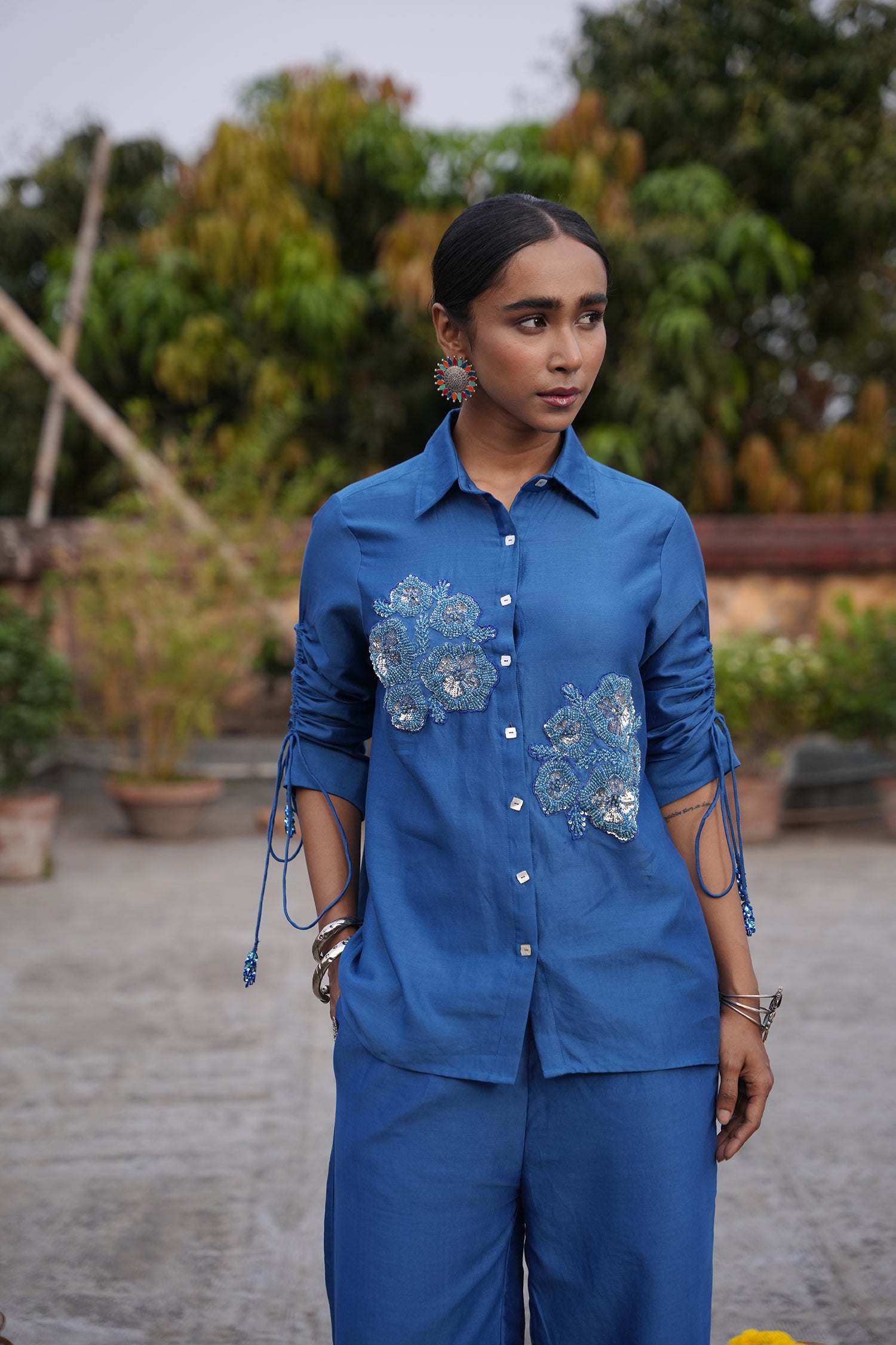 Ruhi Royal Blue Silk Chanderi Coord Set