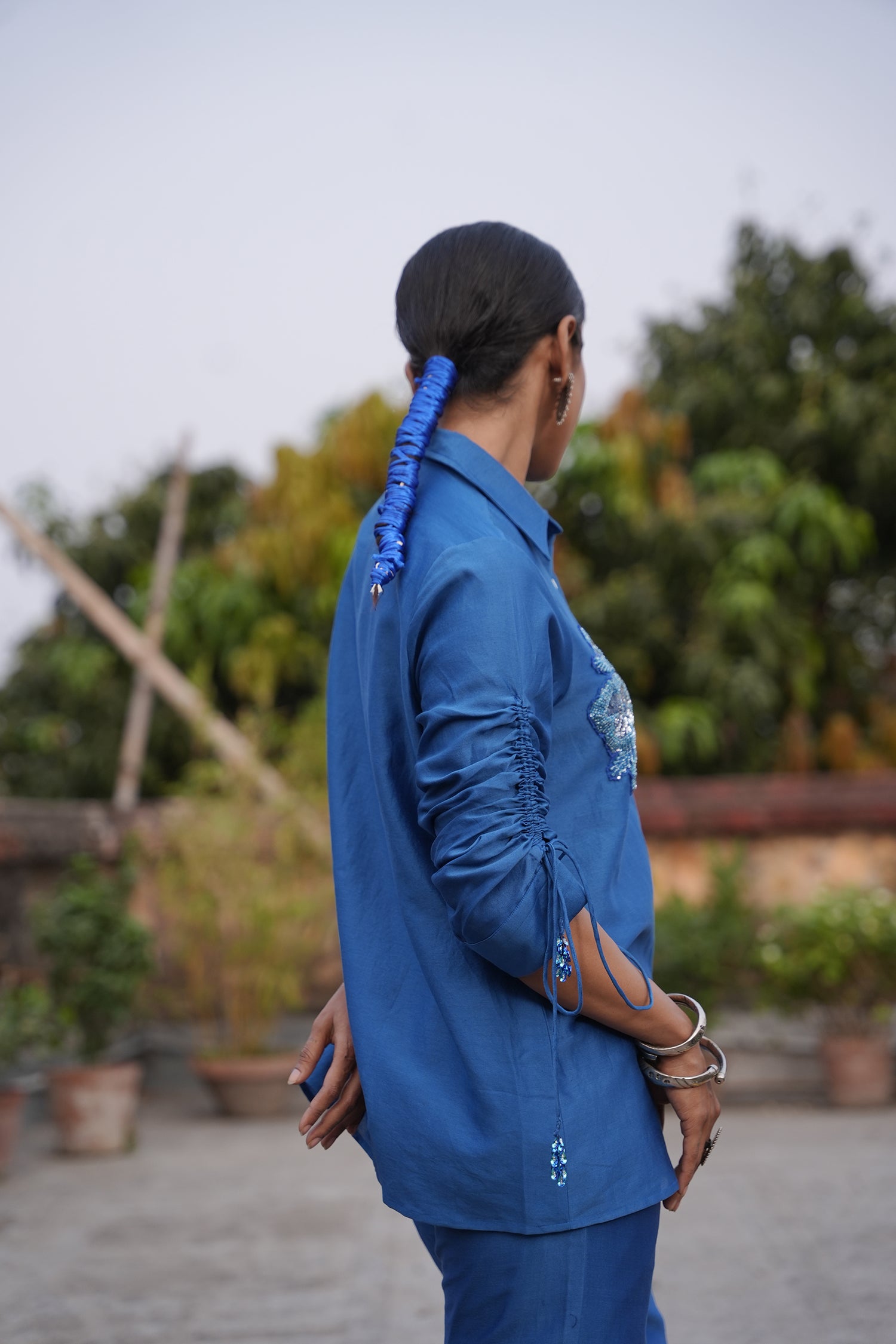 Ruhi Royal Blue Silk Chanderi Coord Set