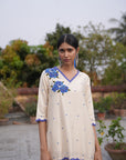Sana Assymetrical Off White Chanderi Kurta Set