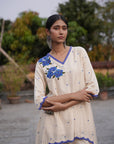 Sana Assymetrical Off White Chanderi Kurta Set
