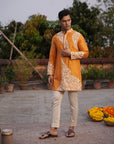 Yusuf Mustard Silk Chanderi Kurta Set