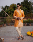 Yusuf Mustard Silk Chanderi Kurta Set