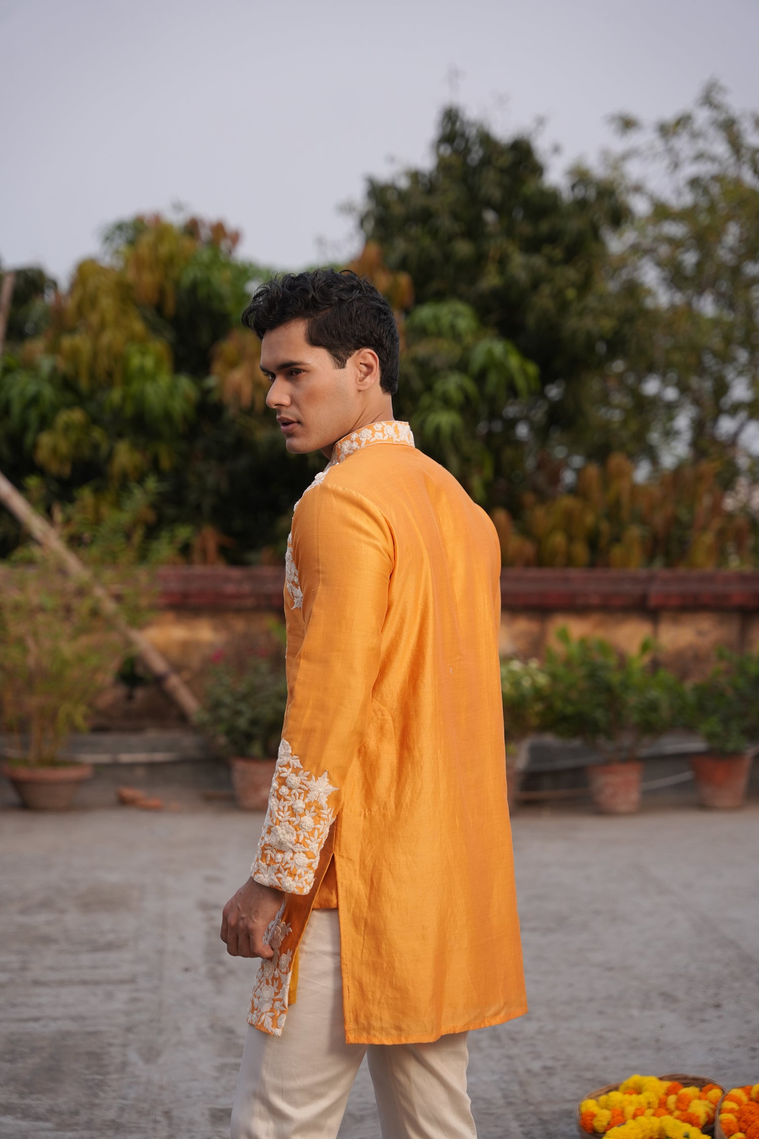 Yusuf Mustard Silk Chanderi Kurta Set