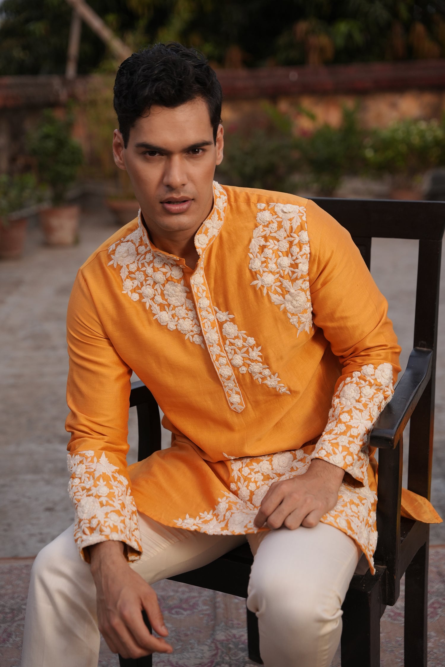 Yusuf Mustard Silk Chanderi Kurta Set