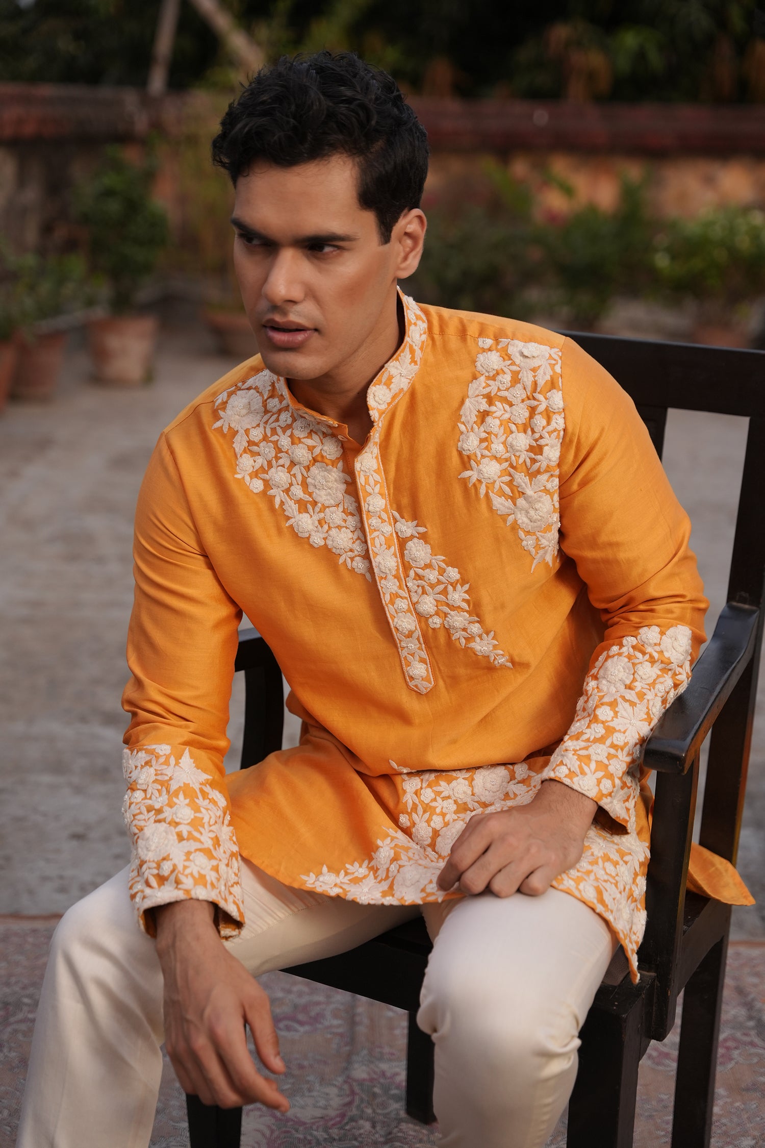 Yusuf Mustard Silk Chanderi Kurta Set