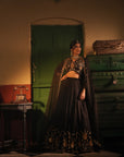Nafisa Black Silk Chanderi Lehenga Set