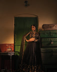 Nafisa Black Silk Chanderi Lehenga Set