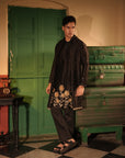 Rahim Black Silk Chanderi Kurta Set