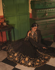 Nafisa Black Silk Chanderi Lehenga Set
