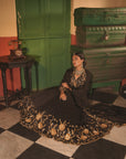 Nafisa Black Silk Chanderi Lehenga Set