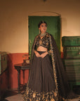 Nafisa Black Silk Chanderi Lehenga Set