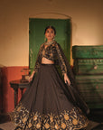 Nafisa Black Silk Chanderi Lehenga Set