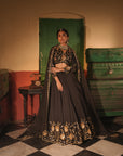 Nafisa Black Silk Chanderi Lehenga Set