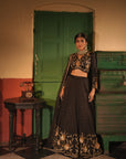 Nafisa Black Silk Chanderi Lehenga Set