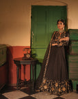 Nafisa Black Silk Chanderi Lehenga Set