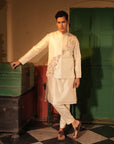 Ibrahim Off White Rawsilk Bandi Set