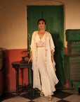 Eira Off White Georgette Cape Set