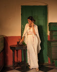 Eira Off White Georgette Cape Set