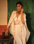 Eira Off White Georgette Cape Set