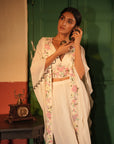 Eira Off White Georgette Cape Set
