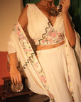 Eira Off White Georgette Cape Set