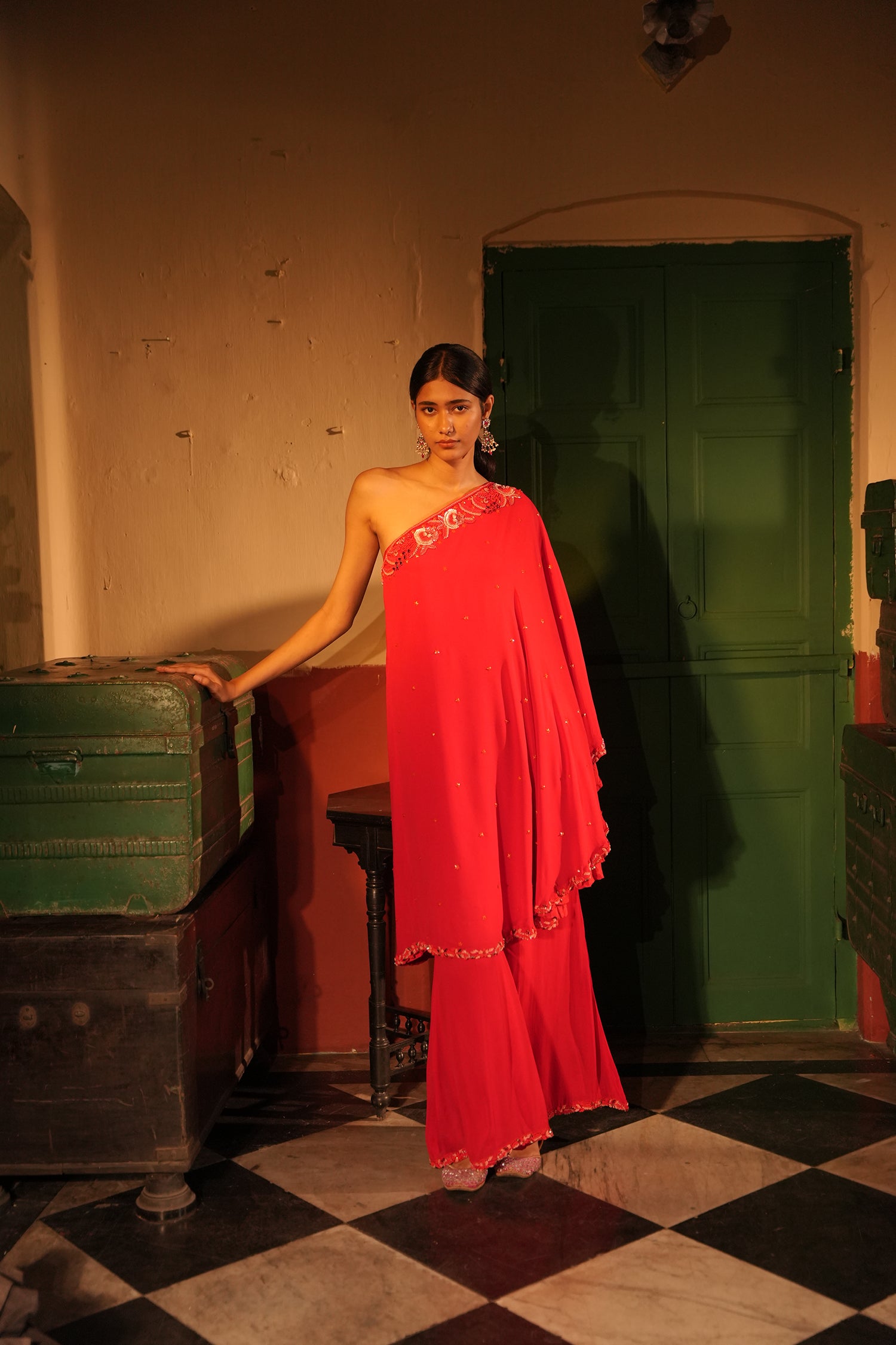 Qadira Red Georgette Set