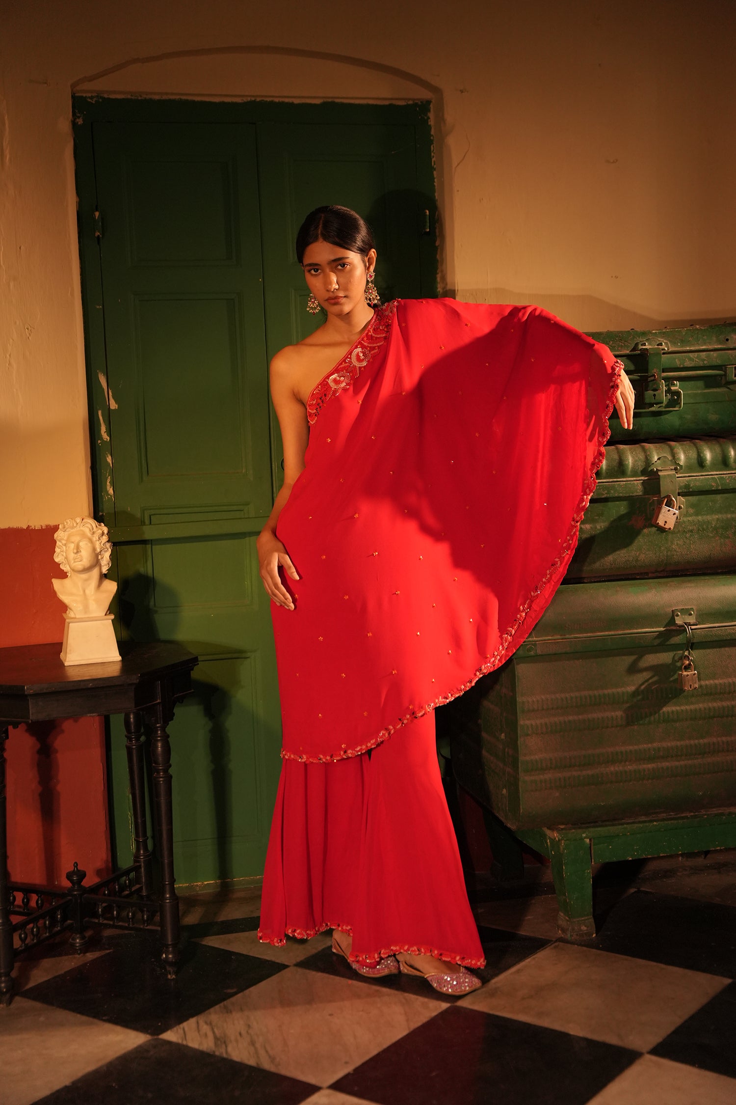 Qadira Red Georgette Set