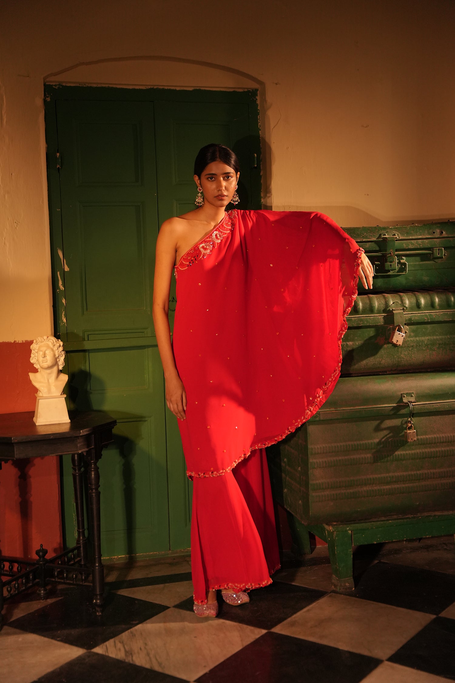 Qadira Red Georgette Set