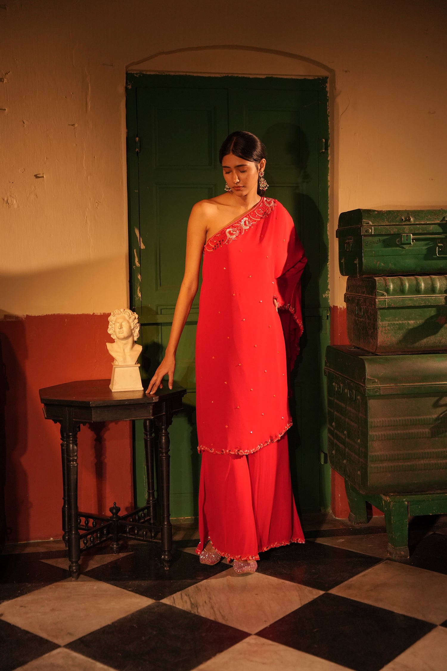 Qadira Red Georgette Set