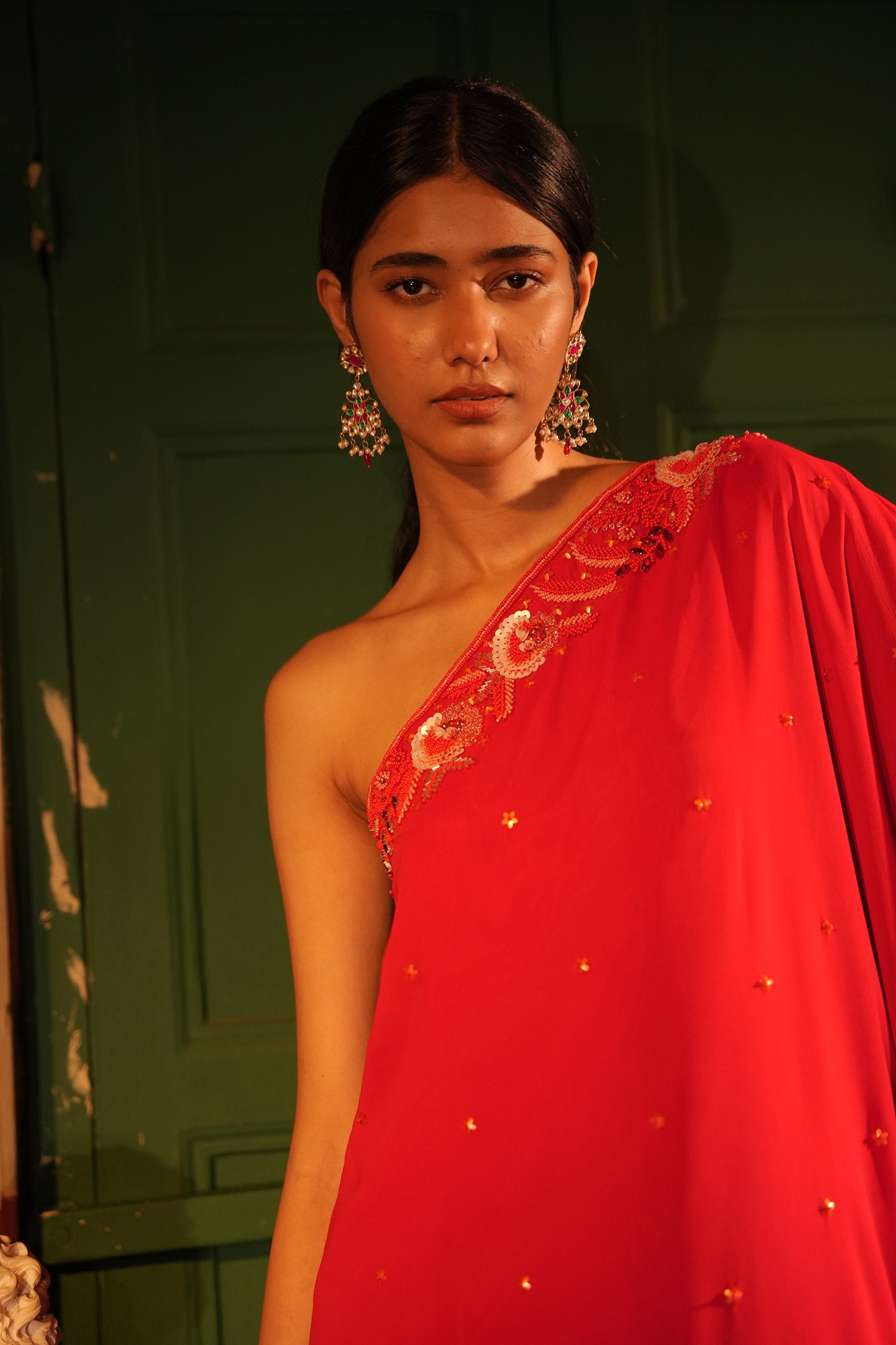 Qadira Red Georgette Set