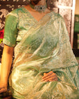 Jenna Teal Tissue Saree