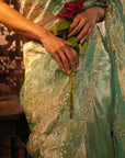 Jenna Teal Tissue Saree