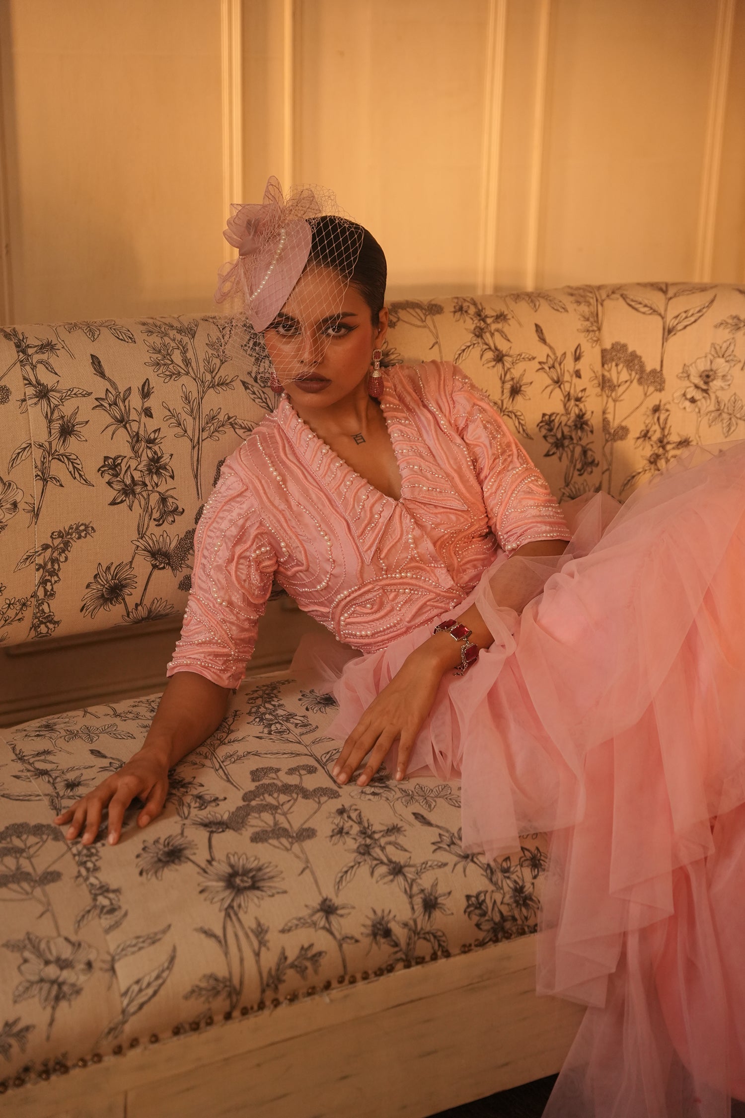 TT Lapel Collar Crop Top With Frill Skirt