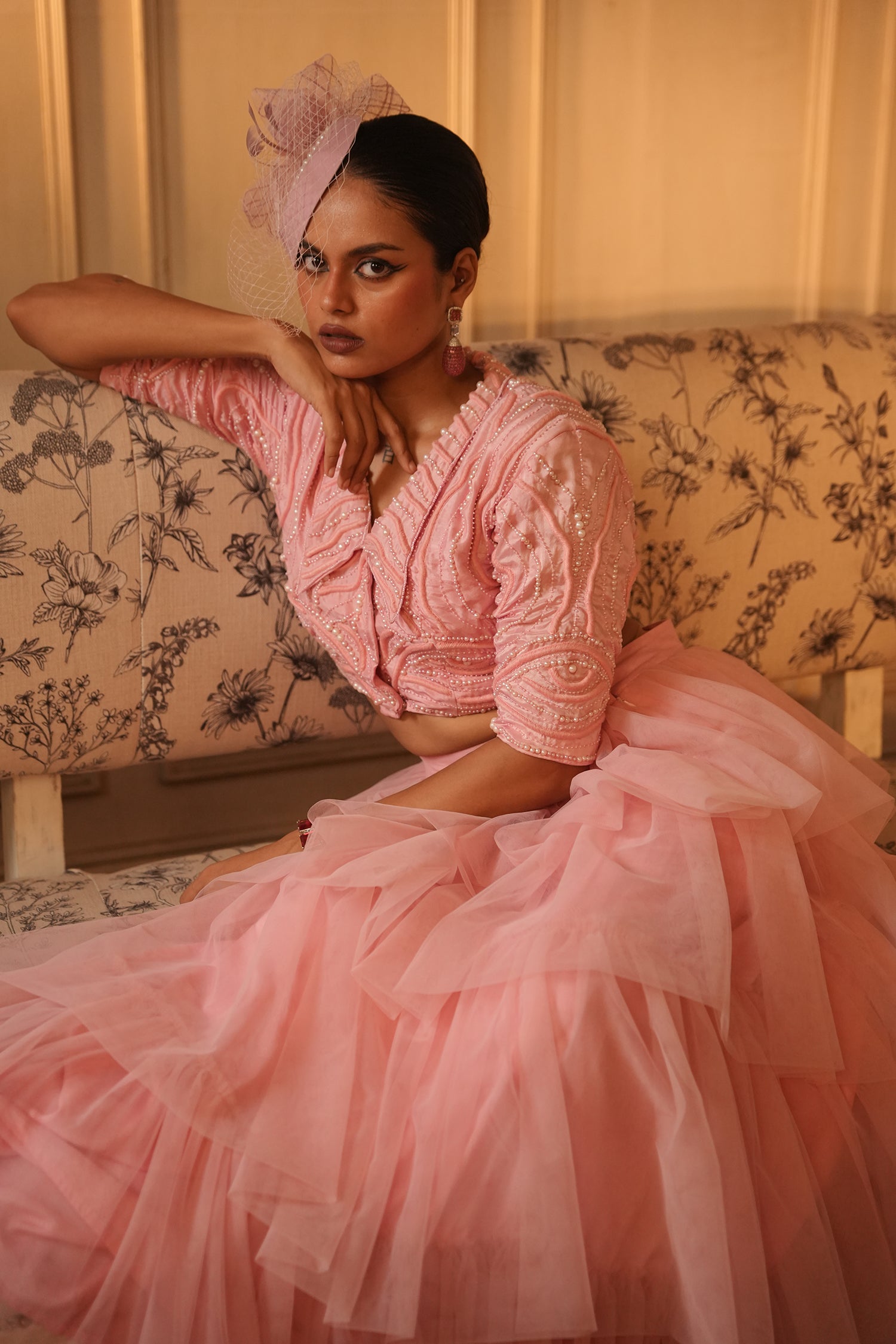 TT Lapel Collar Crop Top With Frill Skirt